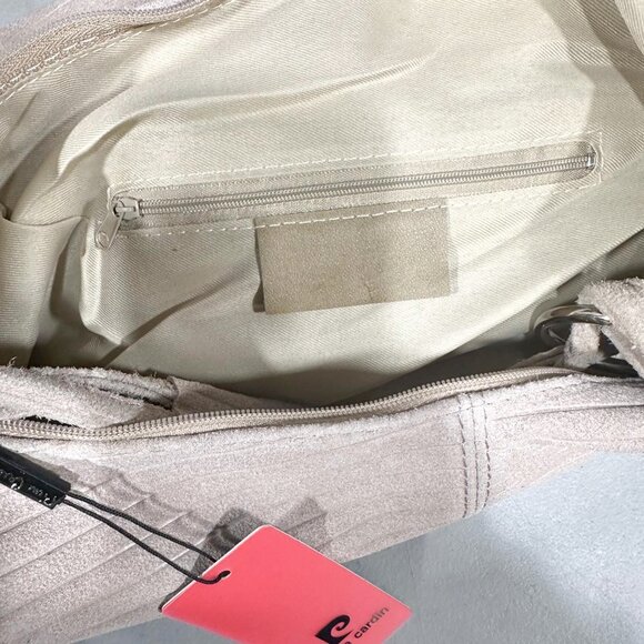 Pierre Cardin Beige Leather Large Hobo Relaxed Suede Shoulder Bag - Picture 5 of 6